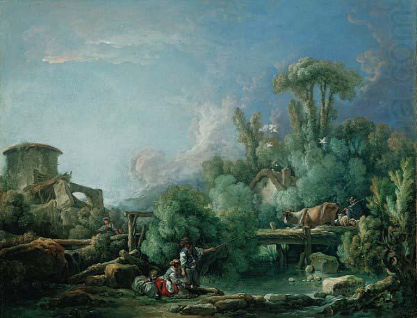 Francois Boucher The Gallant Fisherman, known as Landscape with a Young Fisherman china oil painting image